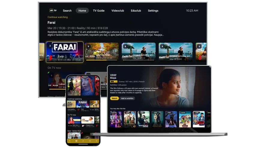 Medianet TV service on a TV, laptop and phone