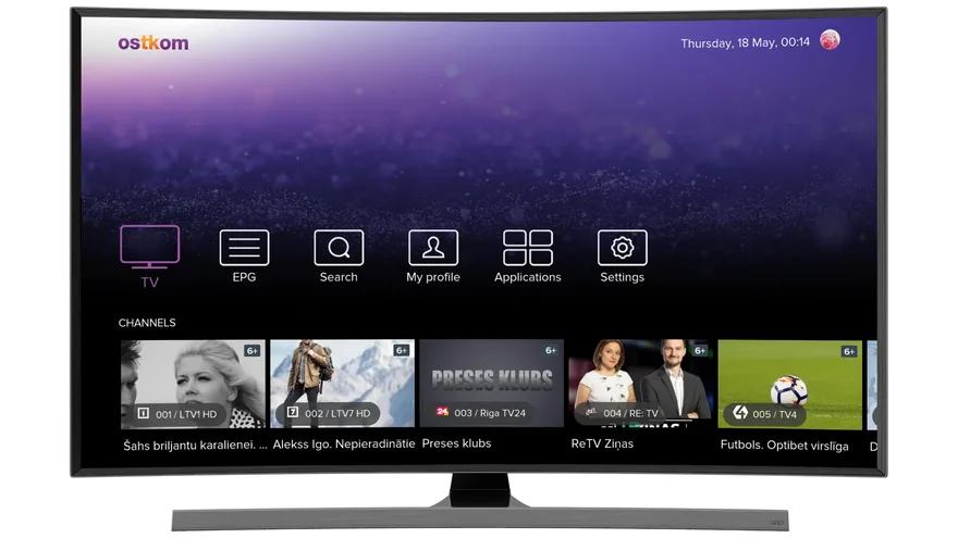 Ostkom TV service on a smart TV